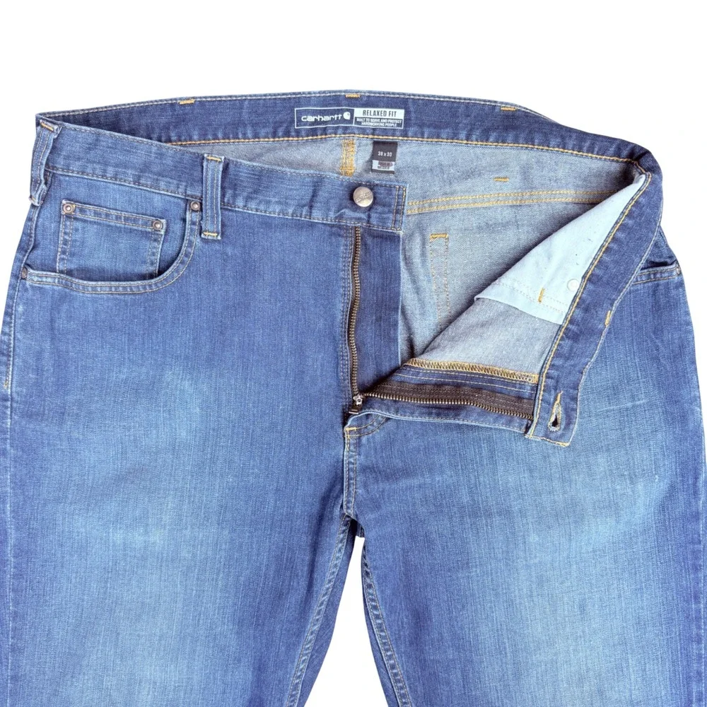 Carhartt Relaxed Fit Jeans Mens 38x30 Blue Denim Rugged Workwear Utility Outdoor